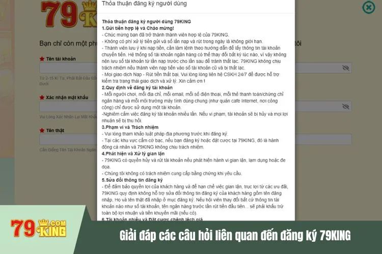Giải đáp các câu hỏi liên quan đến đăng ký 79KING