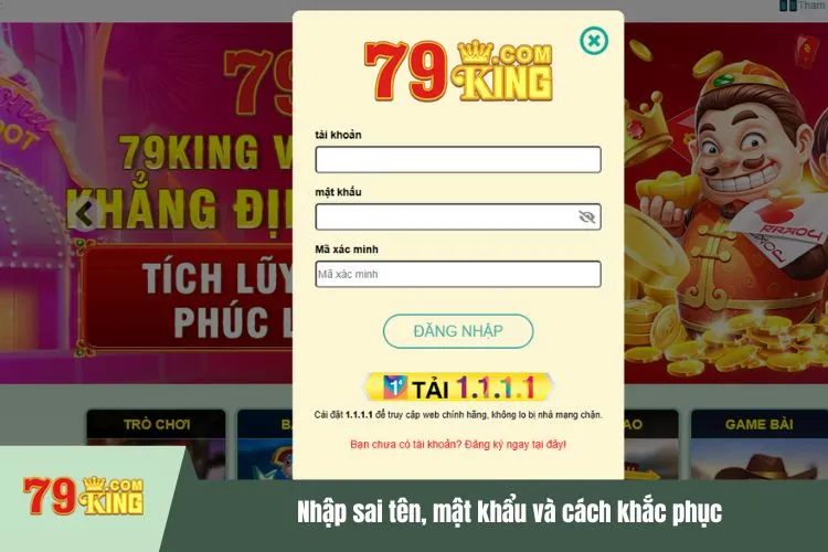 Nhập sai tên, mật khẩu và cách khắc phục
