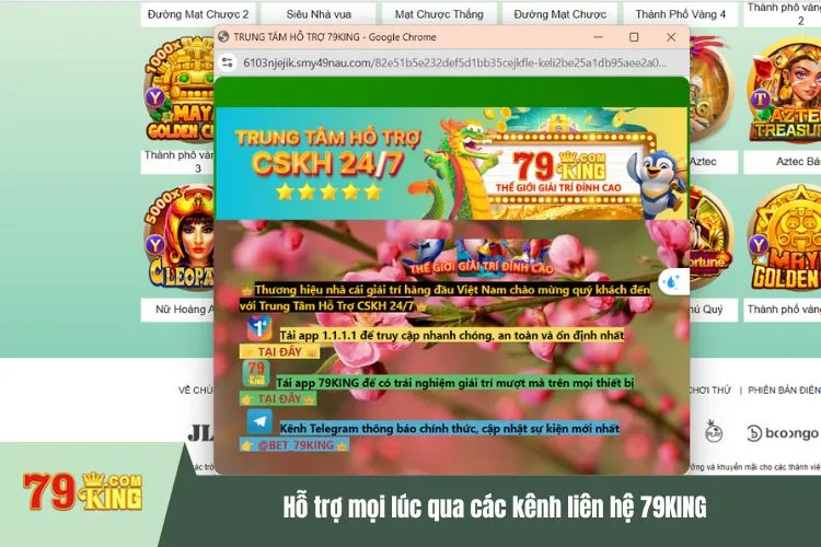Hỗ trợ mọi lúc qua các kênh liên hệ 79KING